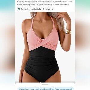 Pink and Black Women's Swimsuit